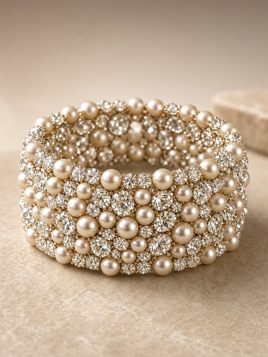 Champagne Crystal Pearl Row